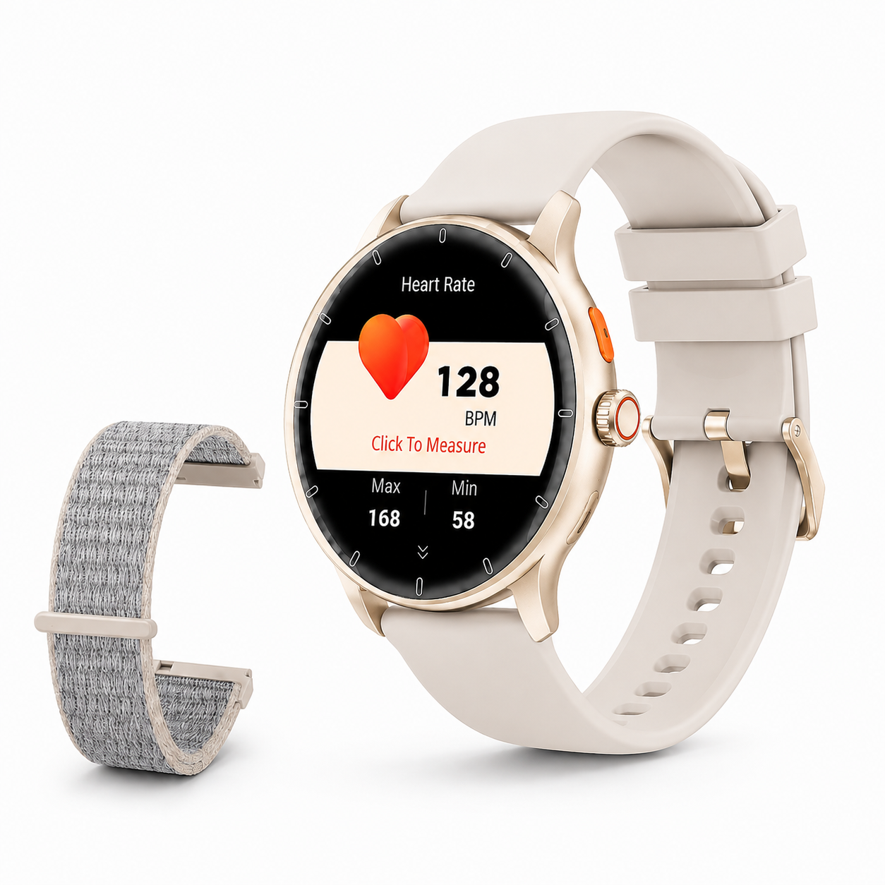 Relógio Inteligente NEXORA IP67 com tela IPS curva de 1,28 polegada na cor Branco, com pulseira extra