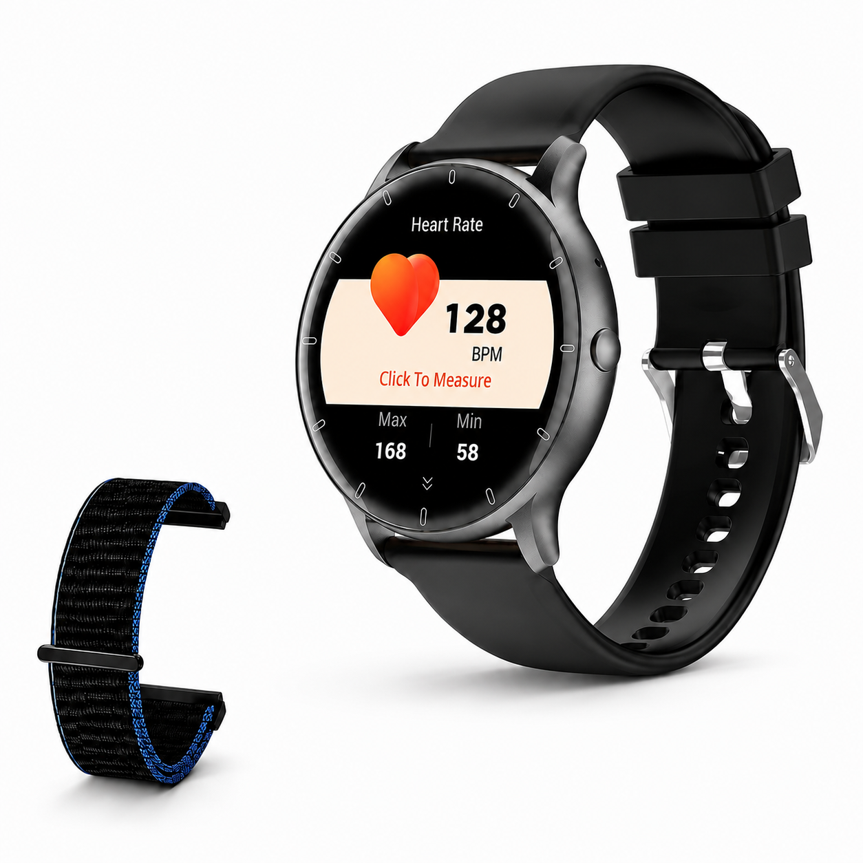 Relógio Inteligente NEXORA IP67 com tela IPS curva de 1,28 polegada na cor Preto, com pulseira extra